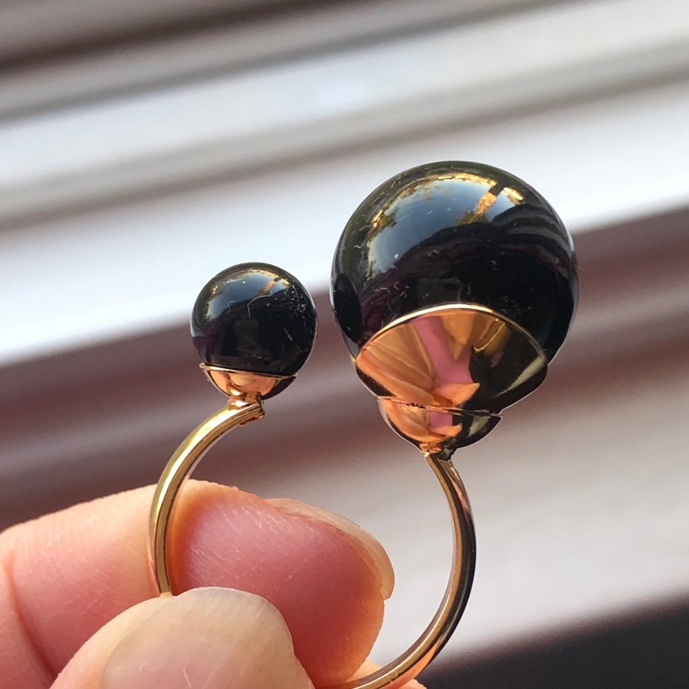 Simulated Pearl Open Ring avail in Black